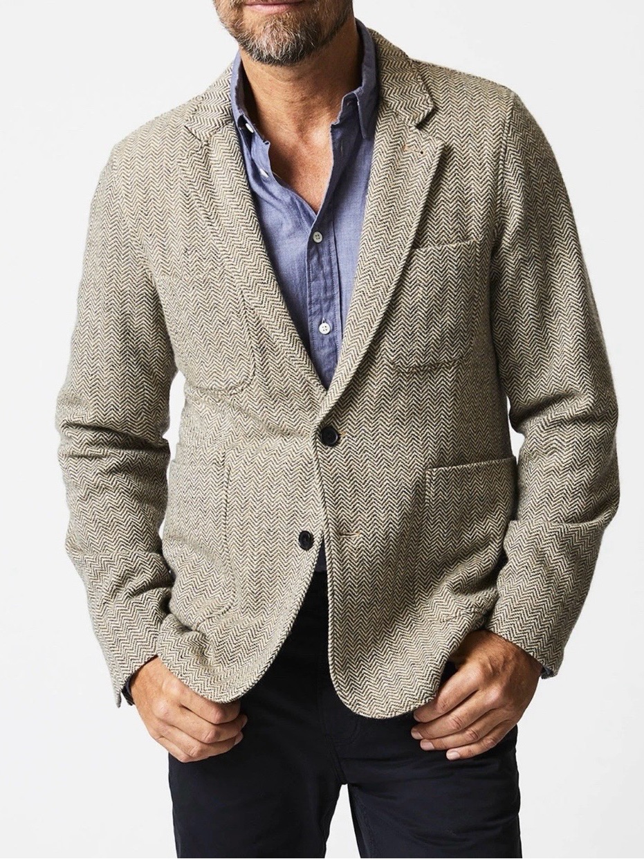 Nwt Billy Reid Jacket Xl Brown Men's Herringbone Leo Blazer 46r Lightweight $698
